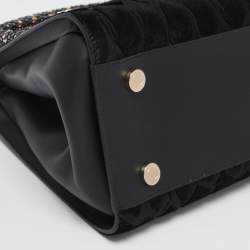 Pre Owned Bvlgari Black Leather and Calf Hair Serpenti Scaglie Tote