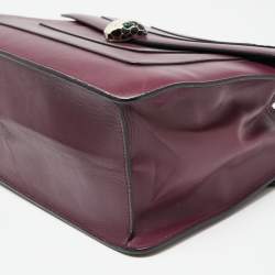 Bvlgari Plum Leather Large Serpenti Forever Flap Tote