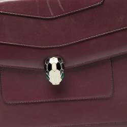 Bvlgari Plum Leather Large Serpenti Forever Flap Tote