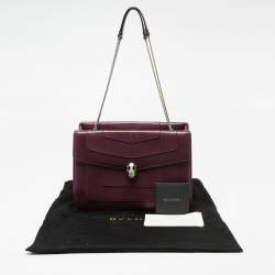 Bvlgari Plum Leather Large Serpenti Forever Flap Tote