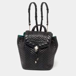 BVLGARI Serpenti Forever Quilted-leather Shoulder Bag in Black