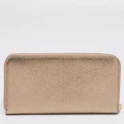 Bvlgari Metallic Gold Leather Bvlgari Bvlgari Zip Around Wallet