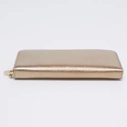 Bvlgari Metallic Gold Leather Bvlgari Bvlgari Zip Around Wallet
