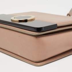 Bvlgari Beige/Black Leather and Perspex Small Flap Cover Shoulder Bag