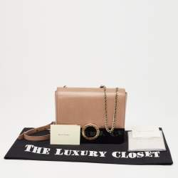 Bvlgari Beige/Black Leather and Perspex Small Flap Cover Shoulder Bag
