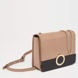 Bvlgari Beige/Black Leather and Perspex Small Flap Cover Shoulder Bag