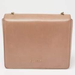 Bvlgari Beige/Black Leather and Perspex Small Flap Cover Shoulder Bag