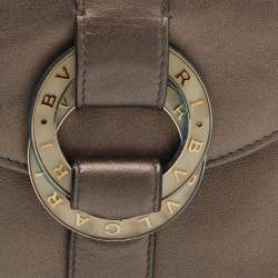Bvlgari Metallic Brown Leather Double Ring Flap Compact Wallet