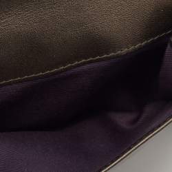 Bvlgari Metallic Brown Leather Double Ring Flap Compact Wallet