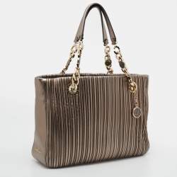 Bvlgari Metallic Leather Monte Plisse Shopper Tote