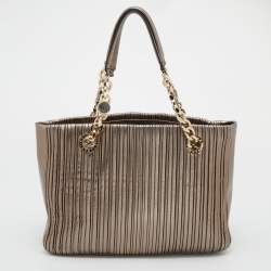 Bvlgari Metallic Leather Monte Plisse Shopper Tote