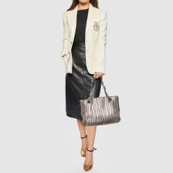 Bvlgari Metallic Leather Monte Plisse Shopper Tote