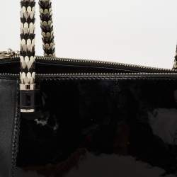 Pre Owned Bvlgari Black Leather and Patent Leather Serpenti Scaglie Tote