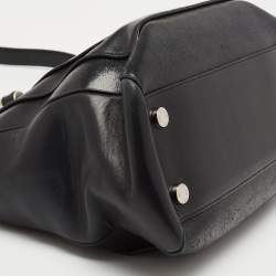 Pre Owned Bvlgari Black Leather and Patent Leather Serpenti Scaglie Tote