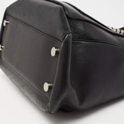 Pre Owned Bvlgari Black Leather and Patent Leather Serpenti Scaglie Tote