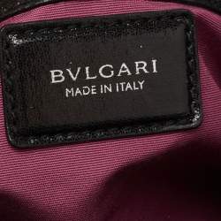 Pre Owned Bvlgari Black Leather and Patent Leather Serpenti Scaglie Tote