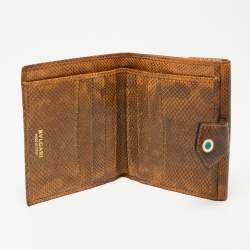 Bvlgari Brown Karung Leather Serpenti Forever Compact Wallet