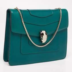 Bvlgari Green Leather Small Serpenti Forever Shoulder Bag