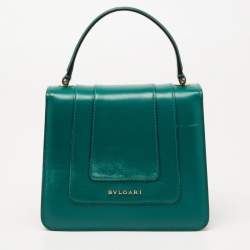 Bvlgari Green Leather Serpenti Forever Flap Top Handle Bag