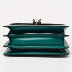 Bvlgari Green Leather Serpenti Forever Flap Top Handle Bag