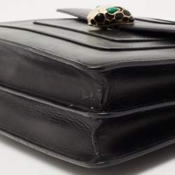 مملوكة مسبقًا Bvlgari Black Leather Medium Serpenti Forever Flap Shoulder Bag