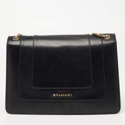 مملوكة مسبقًا Bvlgari Black Leather Medium Serpenti Forever Flap Shoulder Bag