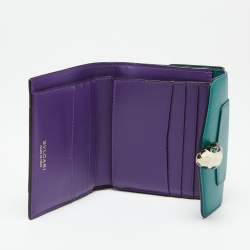 Pre Owned Bvlgari Green Leather Serpenti Forever Trifold Wallet