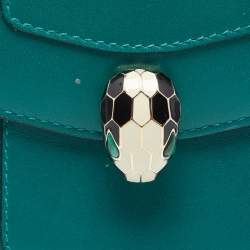 Pre Owned Bvlgari Green Leather Serpenti Forever Trifold Wallet