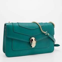 Bvlgari Green Leather Serpenti Forever Crossbody Bag