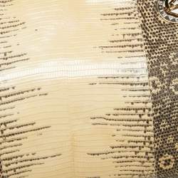 Bvlgari Cream/Black Lizard Monete Satchel
