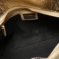 Bvlgari Cream/Black Lizard Monete Satchel