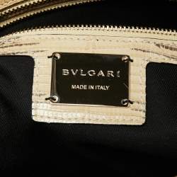Bvlgari Cream/Black Lizard Monete Satchel