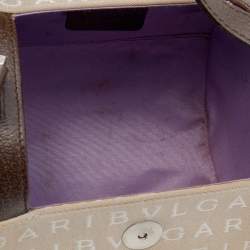 Bvlgari Beige/Brown Canvas and Leather Cylinder Bag
