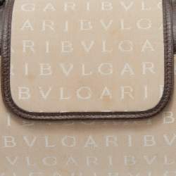 Bvlgari Beige/Brown Canvas and Leather Cylinder Bag