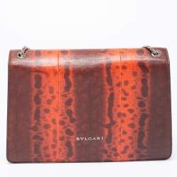 Bvlgari Red/Brown Karung Medium Serpenti Forever Flap Shoulder Bag