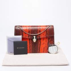 Bvlgari Red/Brown Karung Medium Serpenti Forever Flap Shoulder Bag