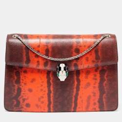Bvlgari Red/Brown Karung Medium Serpenti Forever Flap Shoulder Bag