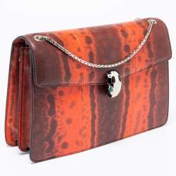 Bvlgari Red/Brown Karung Medium Serpenti Forever Flap Shoulder Bag