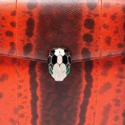 Bvlgari Red/Brown Karung Medium Serpenti Forever Flap Shoulder Bag