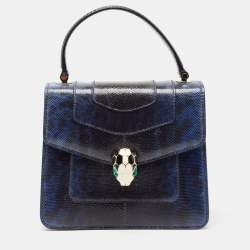 Bvlgari Blue Karung Serpenti Forever Flap Top Handle Bag