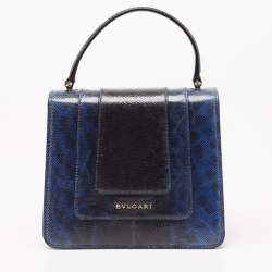Bvlgari Blue Karung Serpenti Forever Flap Top Handle Bag