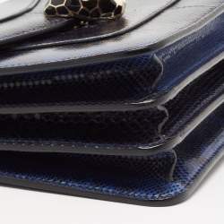 Bvlgari Blue Karung Serpenti Forever Flap Top Handle Bag