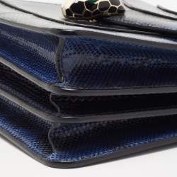 Bvlgari Blue Karung Serpenti Forever Flap Top Handle Bag