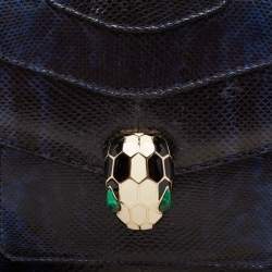 Bvlgari Blue Karung Serpenti Forever Flap Top Handle Bag
