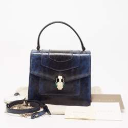 Bvlgari Blue Karung Serpenti Forever Flap Top Handle Bag
