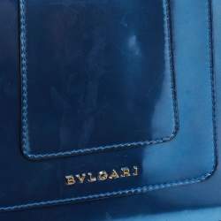 Bvlgari Blue Laminated Leather Serpenti Forever Flap Top Handle Bag
