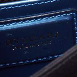 Bvlgari Blue Laminated Leather Serpenti Forever Flap Top Handle Bag