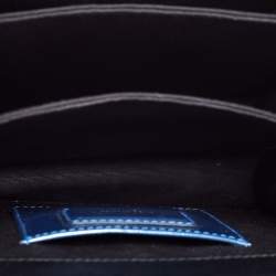 Bvlgari Blue Laminated Leather Serpenti Forever Flap Top Handle Bag