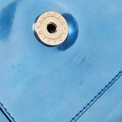 Bvlgari Blue Laminated Leather Serpenti Forever Flap Top Handle Bag