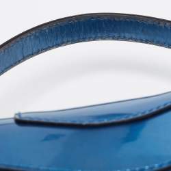 Bvlgari Blue Laminated Leather Serpenti Forever Flap Top Handle Bag